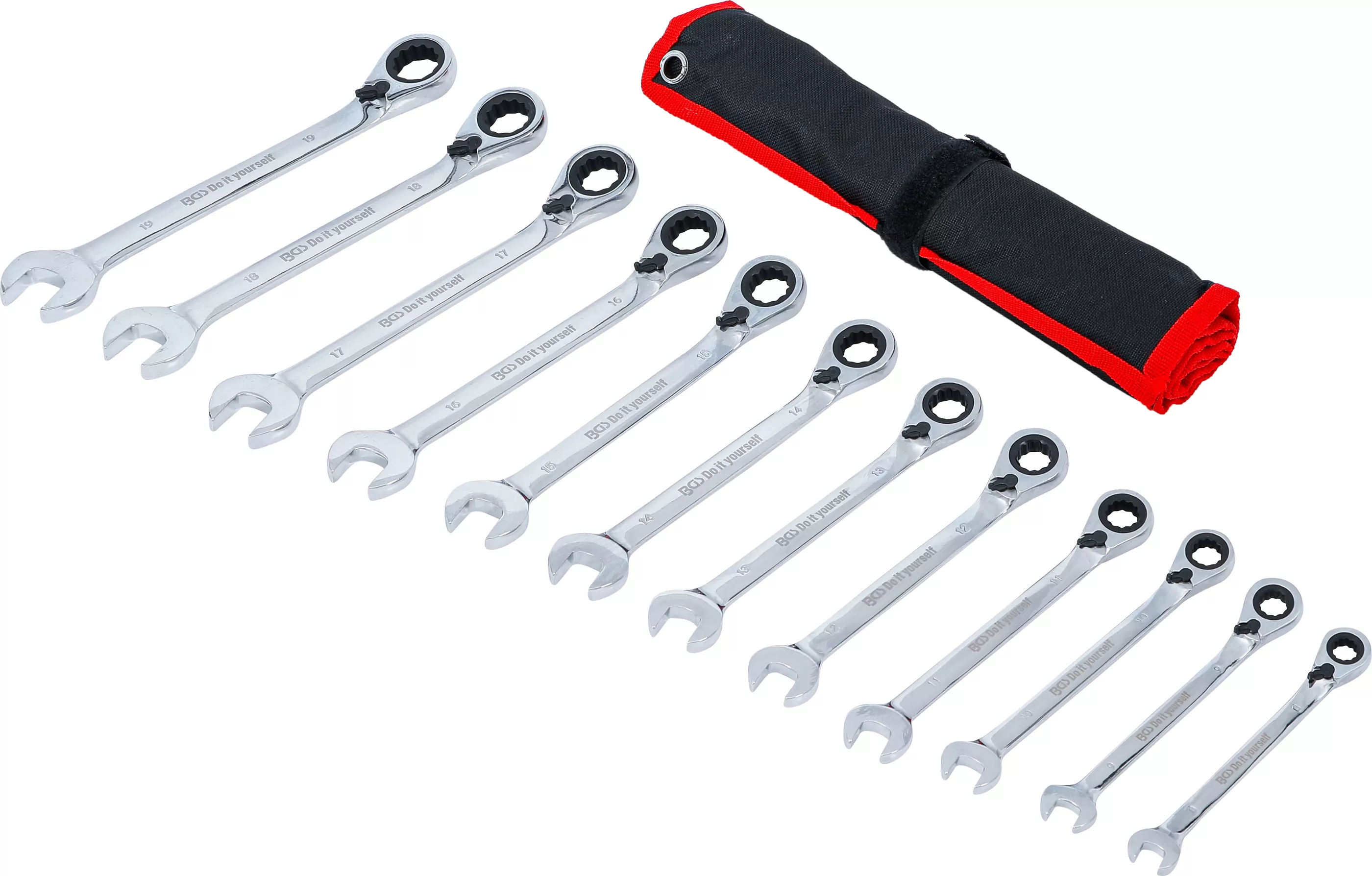 Ratschenring-Maulschlüssel-Satz | umschaltbar | SW 8 - 19 mm | 12-tlg.