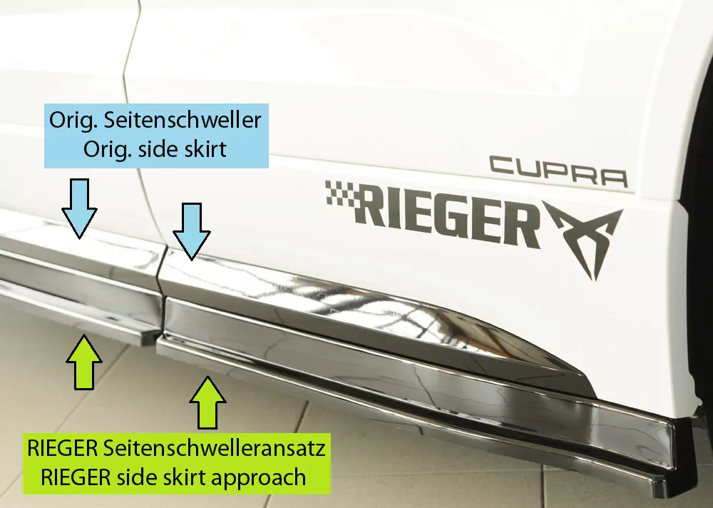Rieger Seitenschweller links ansatz (3-tlg.) glanz schwarz für Seat Ateca FR (5FP)  08.20- (ab Facelift)