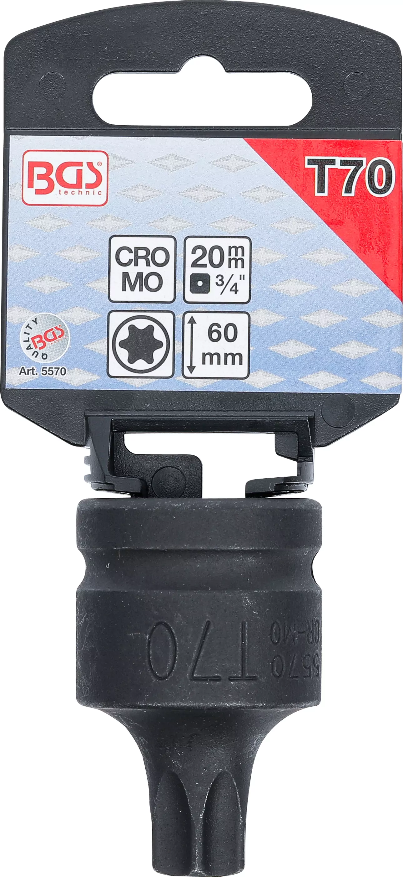 Kraft-Bit-Einsatz | Länge 60 mm | Antrieb Innenvierkant 20 mm (3/4") | T-Profil (für Torx) T70