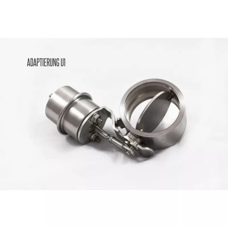 Anschraubendrohr Typ 44 mit Schelle einfach - 140x90mm  Oval eingerollt / abgeschrägt / mit schwarzem Absorber - L_ (mm) und d_ (mm innen) ist flexibel - muss angeben werden - L minimum 300mm und maximal 500mm