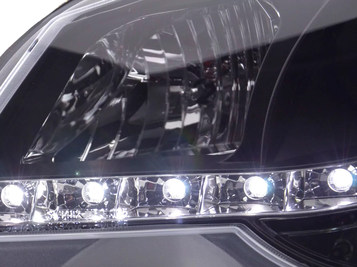 Scheinwerfer Set Daylight LED TFL-Optik VW Polo Typ 9N3 Bj. 05-09 schwarz