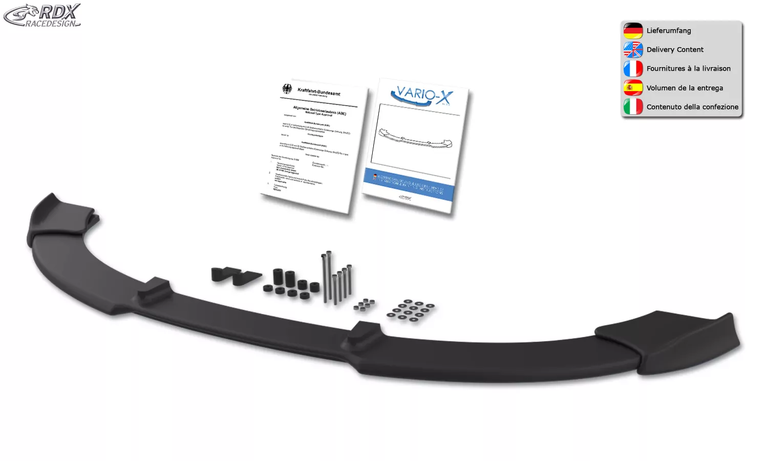 RDX Frontspoiler VARIO-X für RENAULT Clio 3 RS Phase 1 Frontlippe Front Ansatz Vorne Spoilerlippe