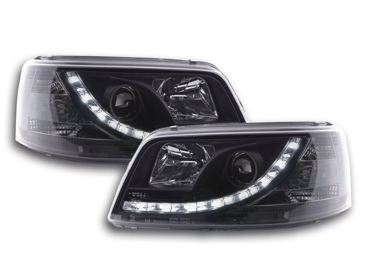 Scheinwerfer Set Daylight LED TFL-Optik VW Bus Typ T5 Bj. 03-09 schwarz