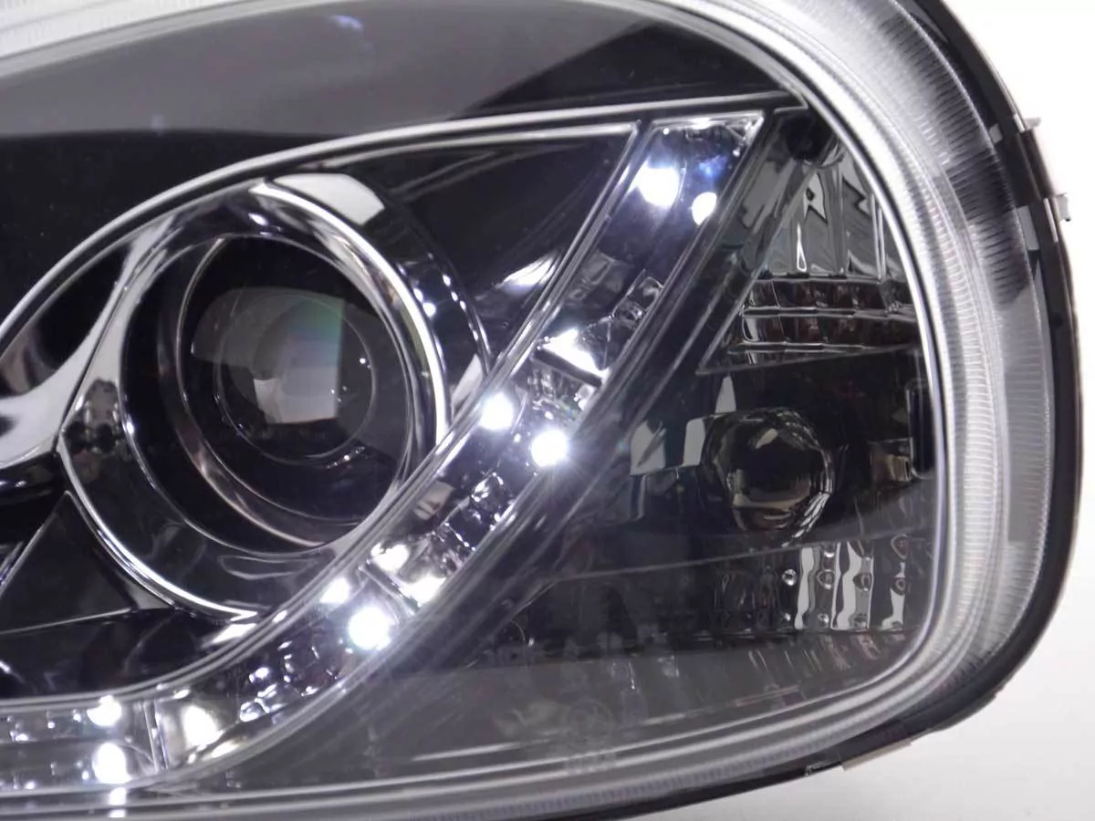 Scheinwerfer Set Daylight LED TFL-Optik Opel Corsa B Bj. 94-00 chrom