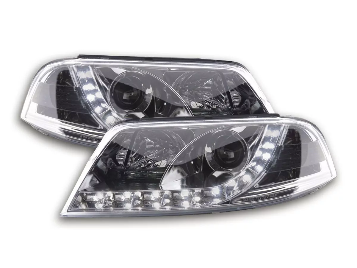 Scheinwerfer Set Daylight LED TFL-Optik VW Passat Typ 3BG Bj. 00-05 chrom