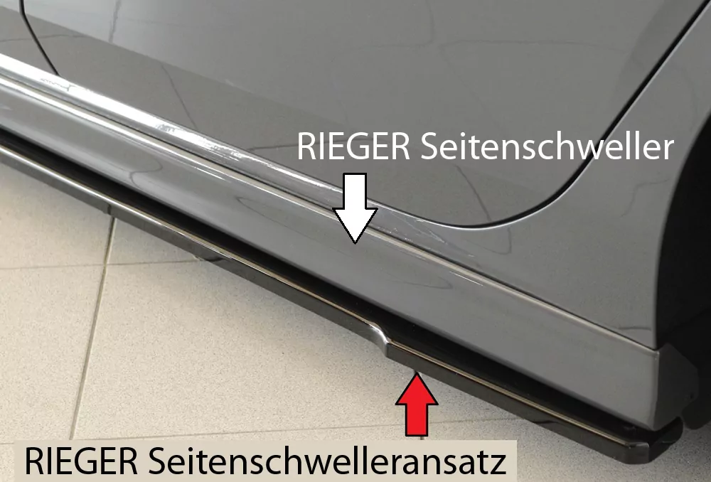 Rieger Seitenschweller links ansatz glanz schwarz für VW Leon FR (5F) 5-tür. (ST/Kombi) 01.17- (ab Facelift)