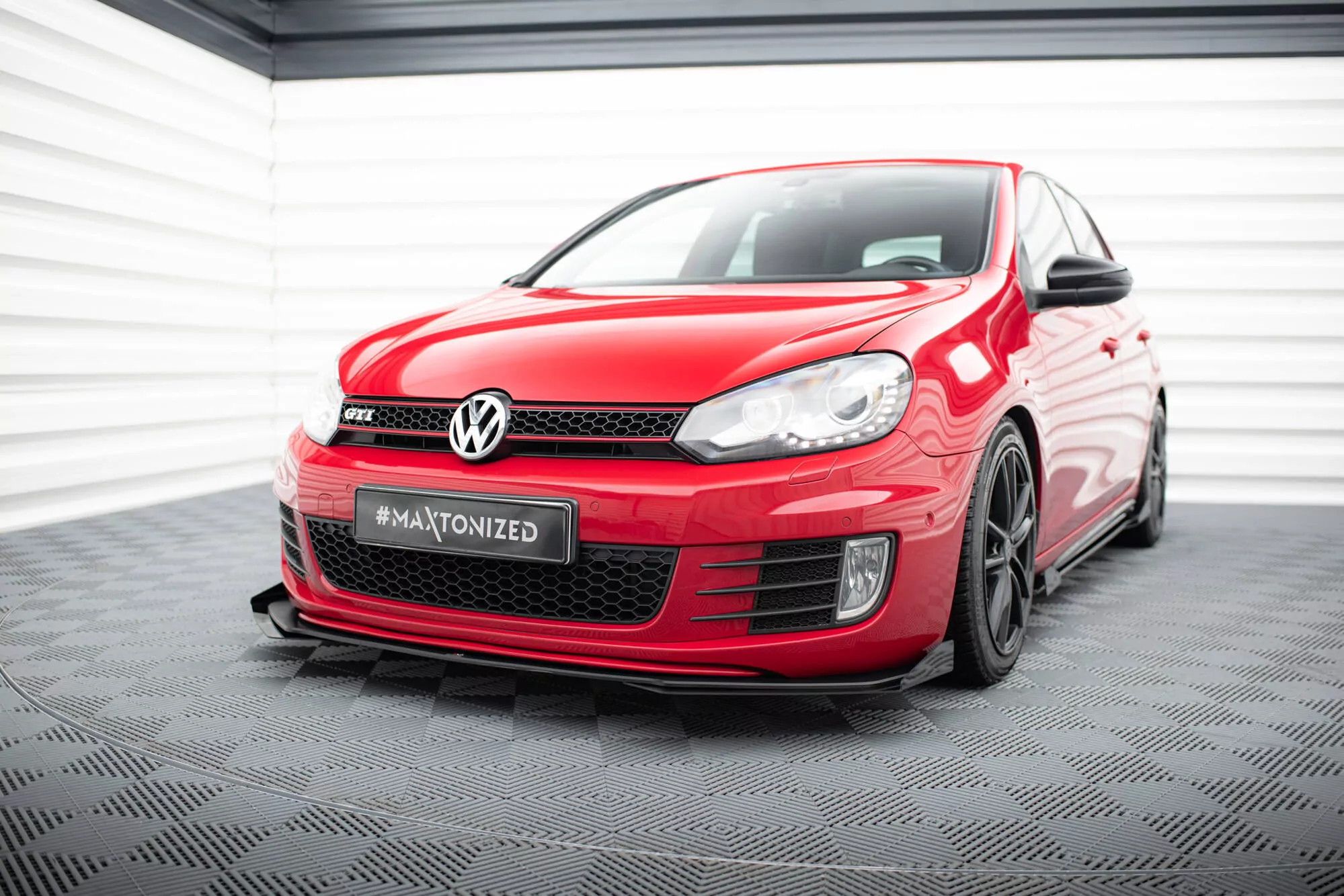 Robuste Racing Front Ansatz V.3 Für Passend +Flaps Für Volkswagen Golf GTI Mk6 Schwarz Hochglanz