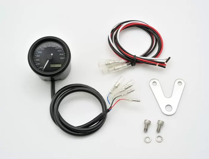 Daytona Digitaltacho "velona", Ø 48mm, -260 Km/h, Tacho/uhr/voltanz./trip/blau/ora/wei.bel., E-gepr.