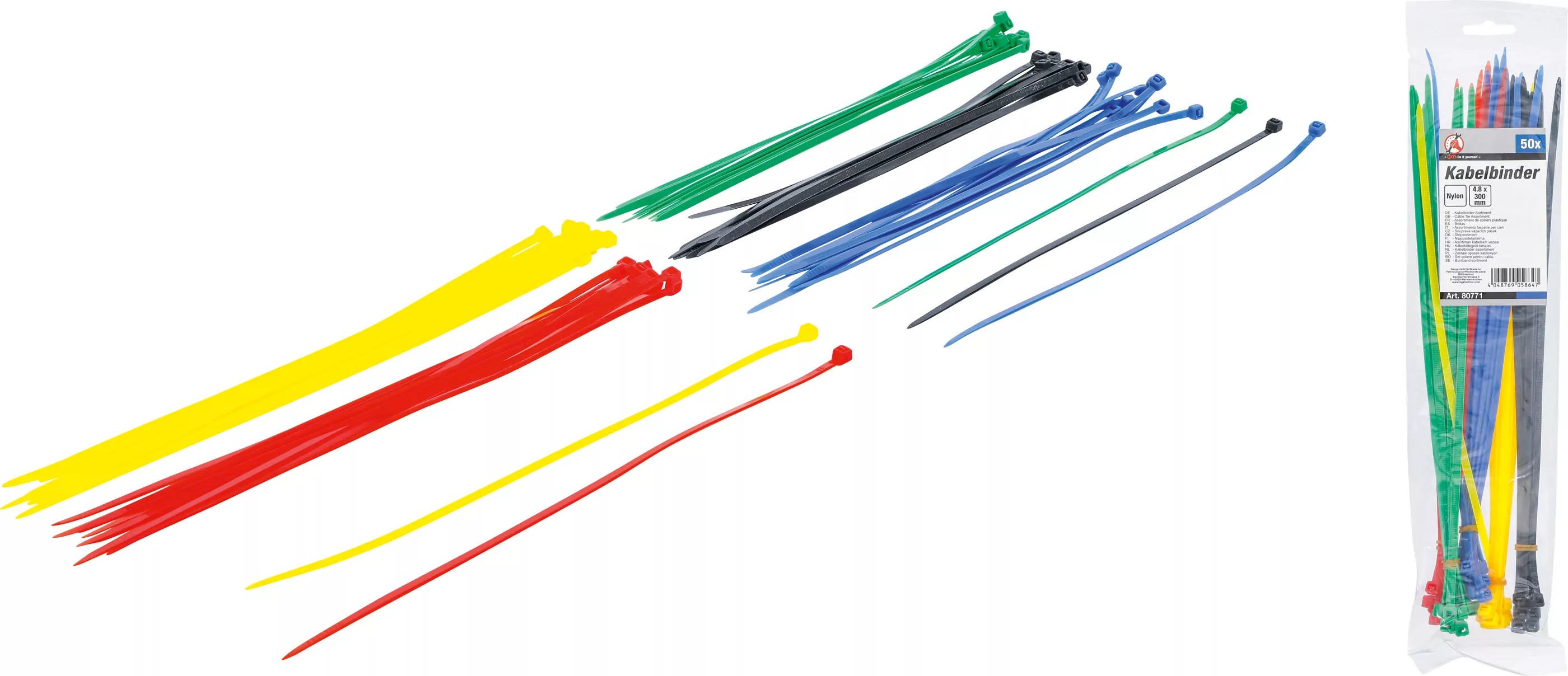 Kabelbinder-Sortiment | farbig | 4,8 x 300 mm | 50-tlg.