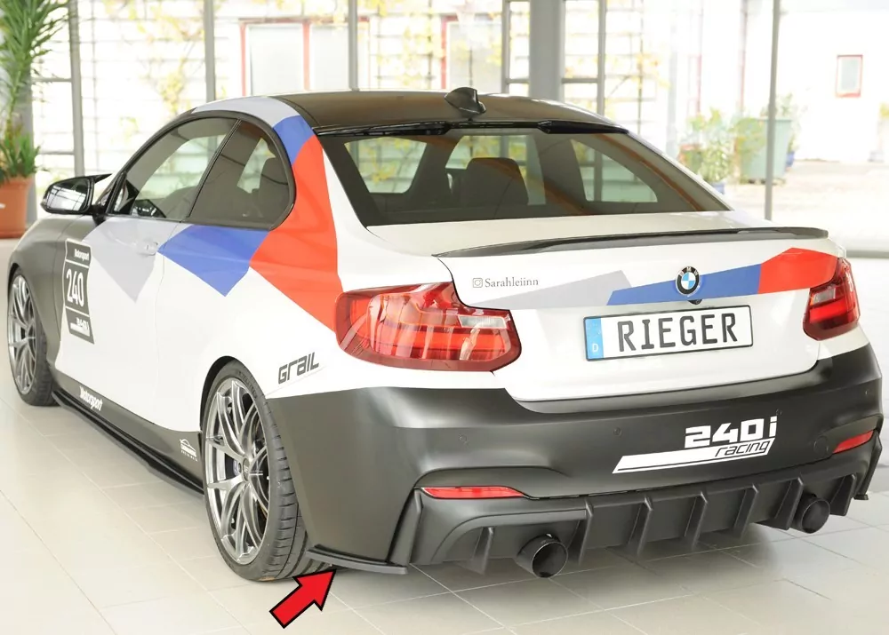 Rieger Heckschürzenansatz seitlich links matt schwarz für BMW 2er F23  (1C) Cabrio 07.17- (ab Facelift) LCI