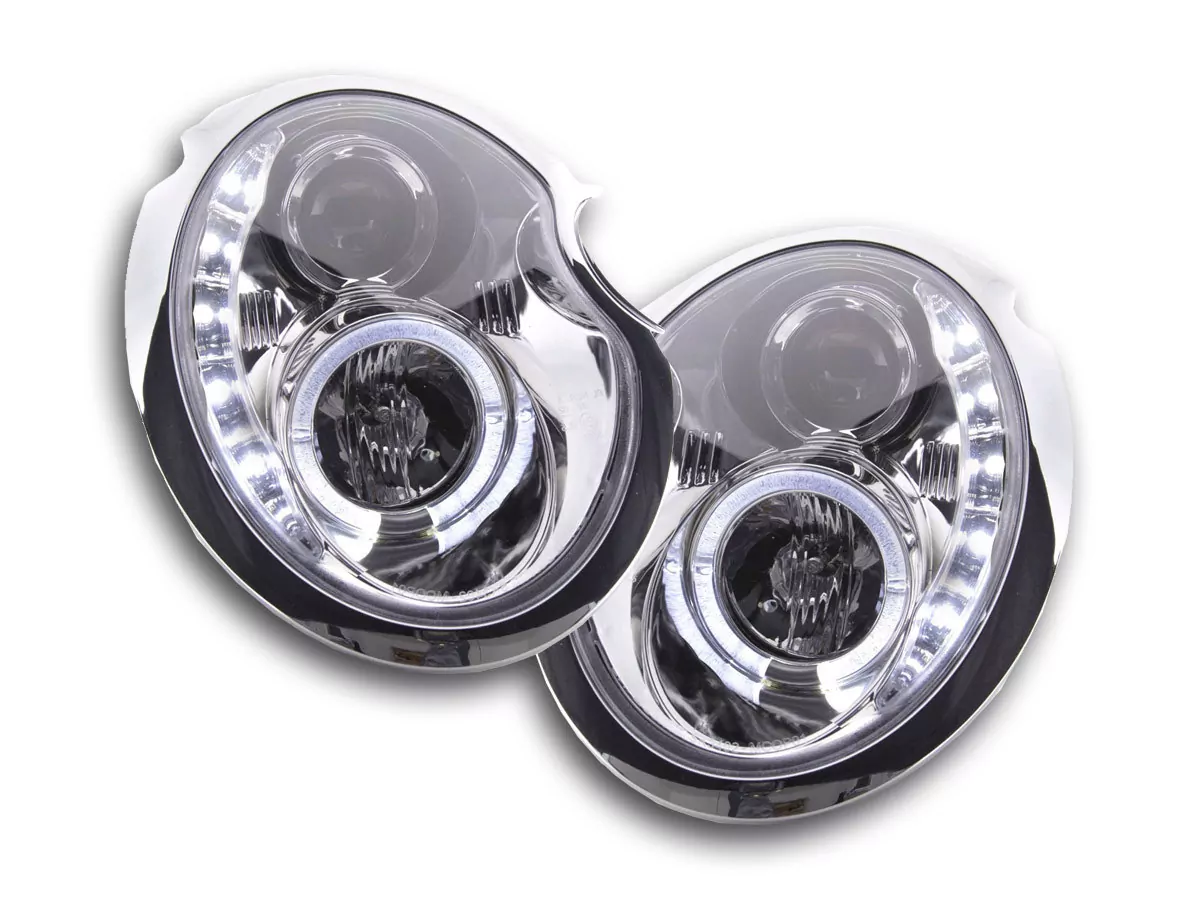 Scheinwerfer Set Daylight LED TFL-Optik Mini Cooper Typ R50 Bj. 01-06 chrom