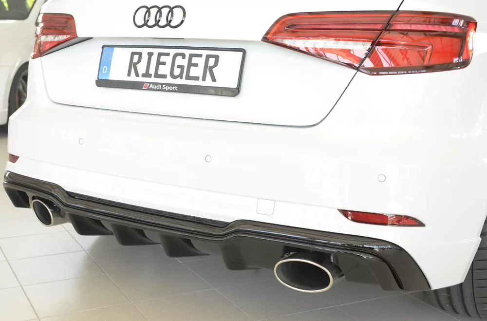 Rieger Heckeinsatz für Audi A3 S3 (8V) - 3-tür. (Schrägheck 8V1) 09.16- (ab Facelift) schwarz glanz