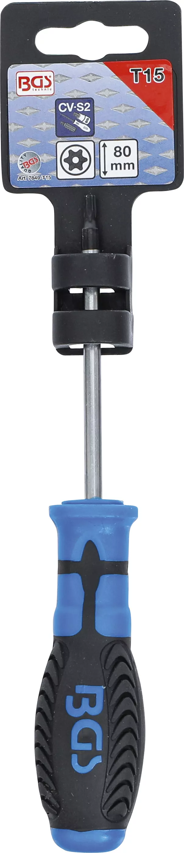 Schraubendreher | T-Profil (für Torx) mit Bohrung T15 | Klingenlänge 80 mm