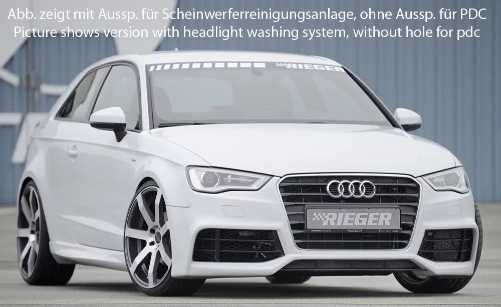 Rieger Spoilerstoßstange für Audi A3 S3 (8V) - 3-tür. (Schrägheck 8V1) 05.13-08.16 (bis Facelift) carbon optik