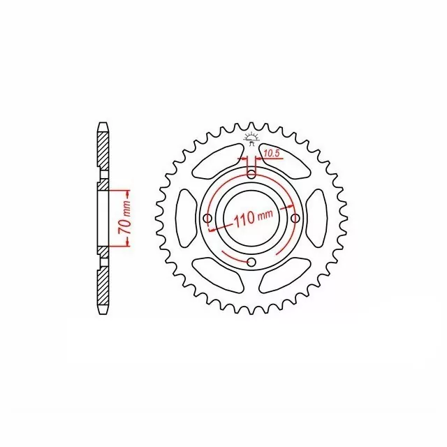 Kettenrad Stahl 44 Zähne Teilung 520