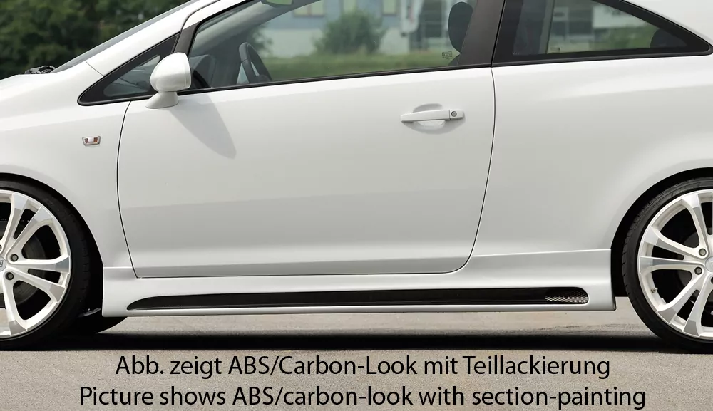 Rieger Seitenschweller links  matt schwarz für Opel Corsa D 3-tür. 07.06-12.10 (bis Facelift)