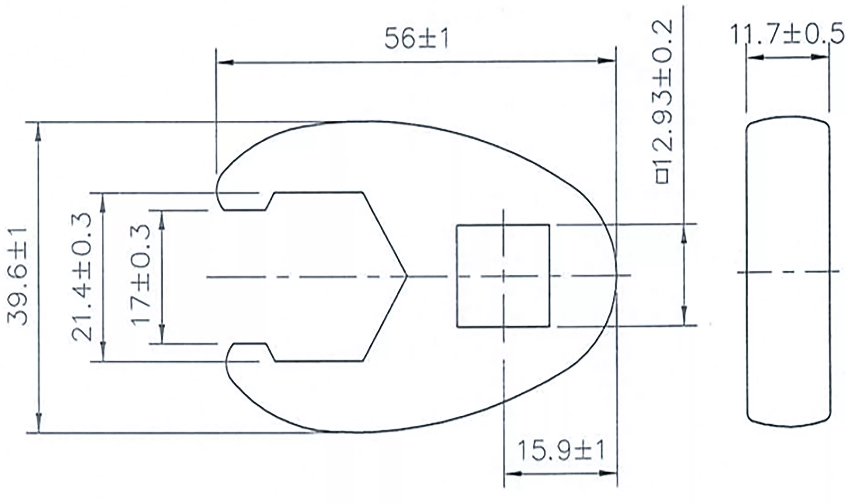 Hahnenfußschlüssel | Antrieb Innenvierkant 12,5 mm (1/2") | SW 21 mm