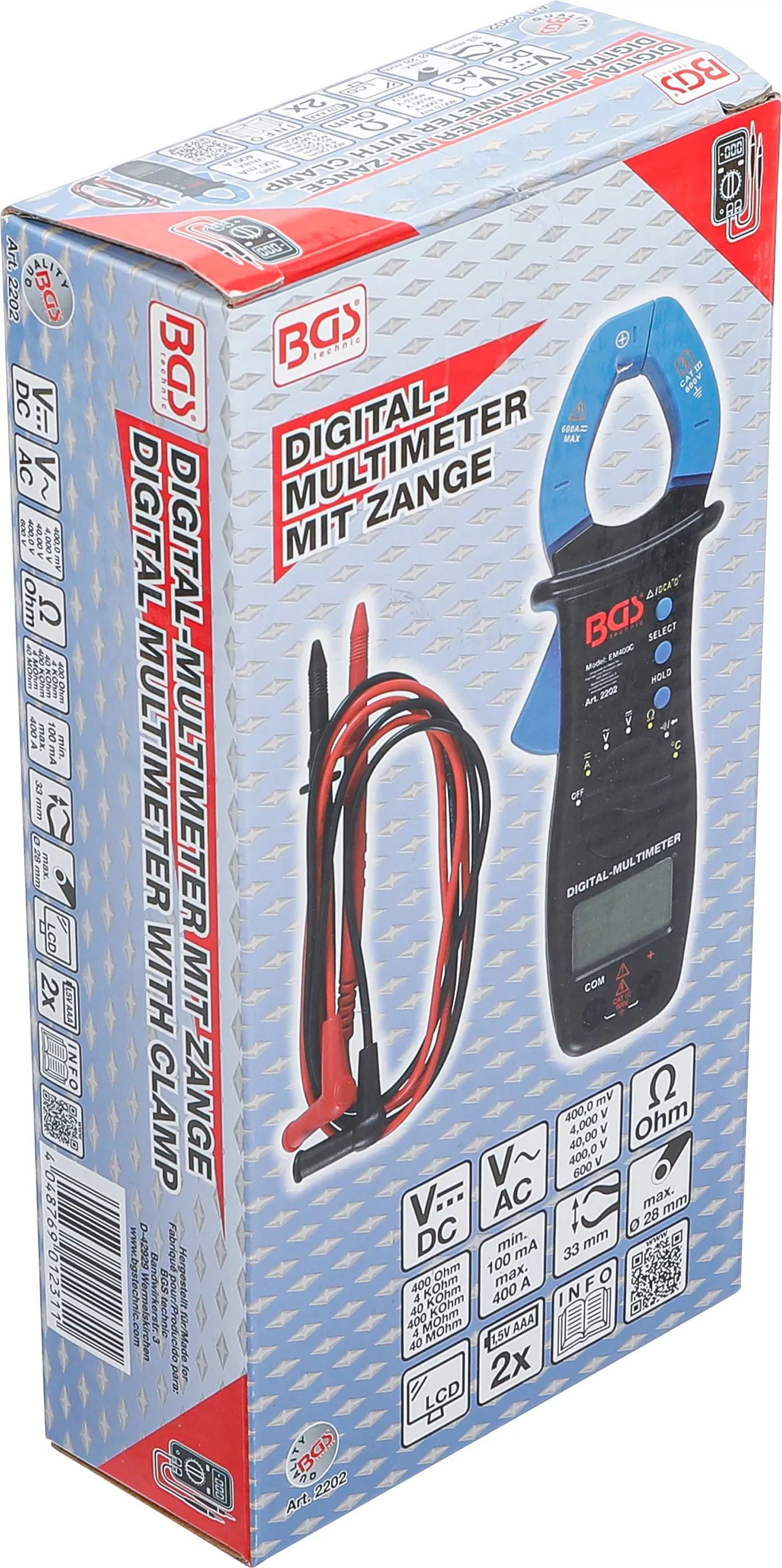 Digital-Multimeter mit Zange für Gleich- und Wechselstrom