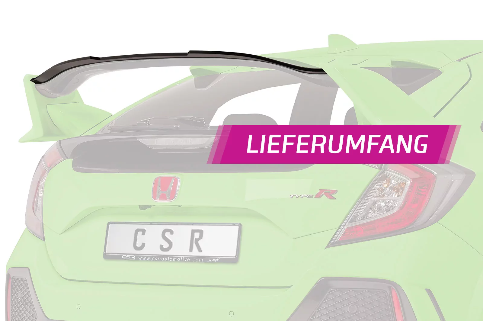 Heckflügel mit ABE für Honda Civic Type R FK8 Lackierfreundlich (schwarz matt)