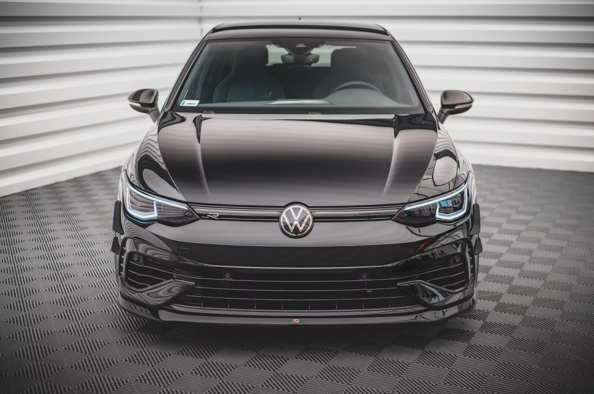 Front Ansatz V.5 Für Volkswagen Golf R Mk8 Schwarz Hochglanz