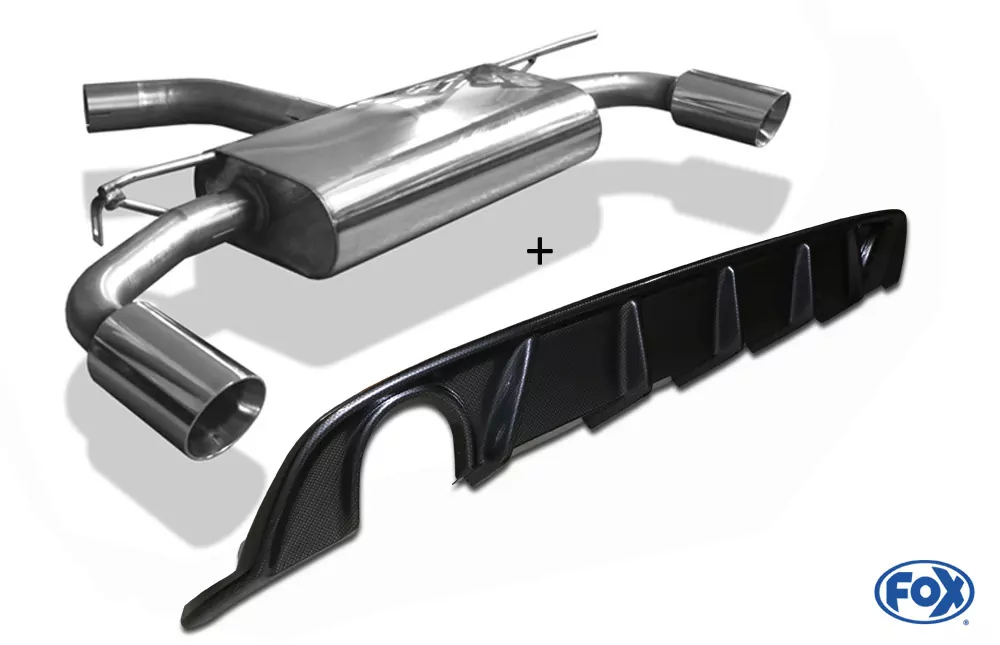 VW Golf VII Facelift starre Hinterachse - Einsatz schwarz Endschalldämpfer rechts/links - 1x114 Typ 25 rechts/links inkl. Heckeinsatz schwarz lackiert