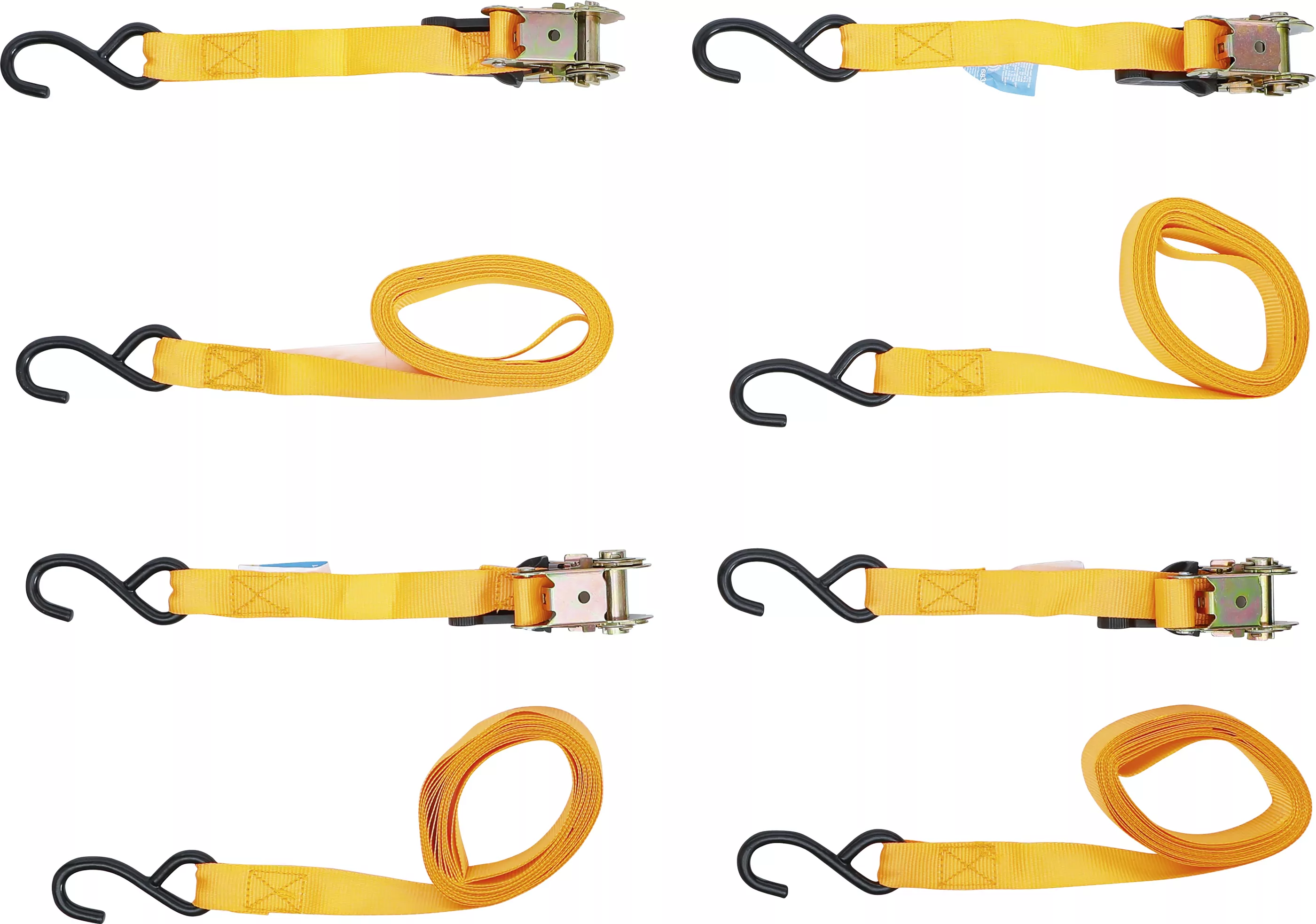 Knarren-Spannband-Satz | mit schweren Haken | 5 m x 25 mm | 4-tlg.