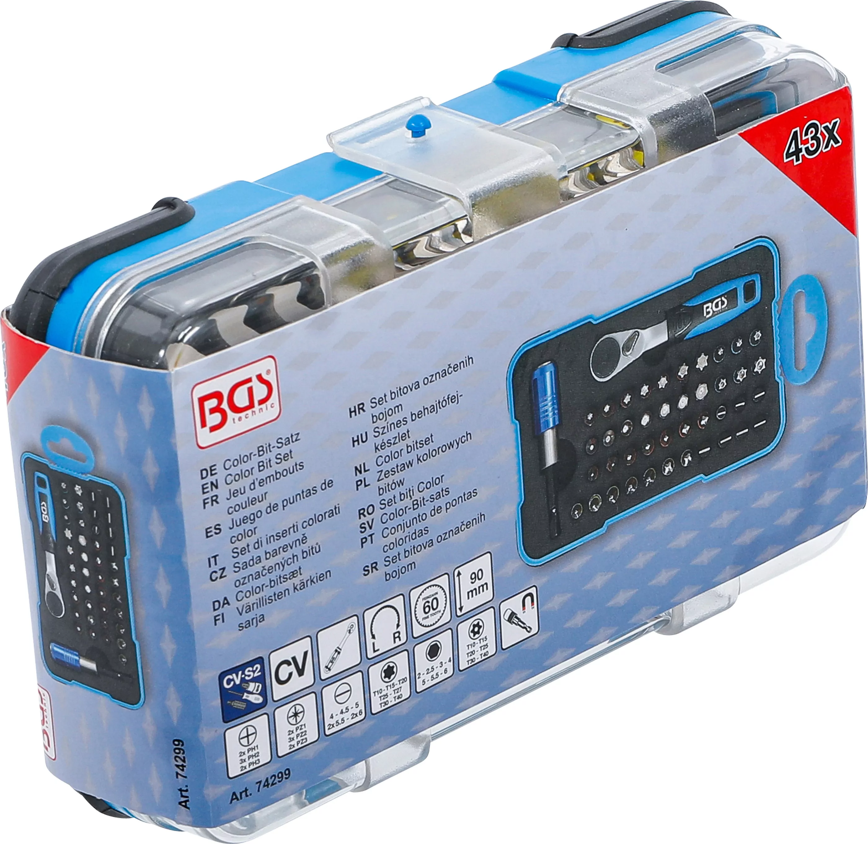 Color-Bit-Satz | mit Bit-Knarre | Antrieb Außensechskant 6,3 mm (1/4") | 43-tlg.