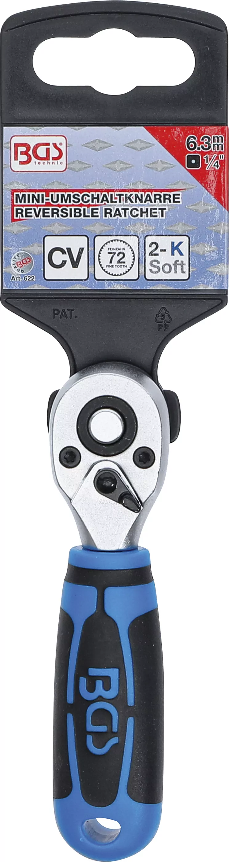 Mini-Umschaltknarre | Abtrieb Außenvierkant 6,3 mm (1/4")