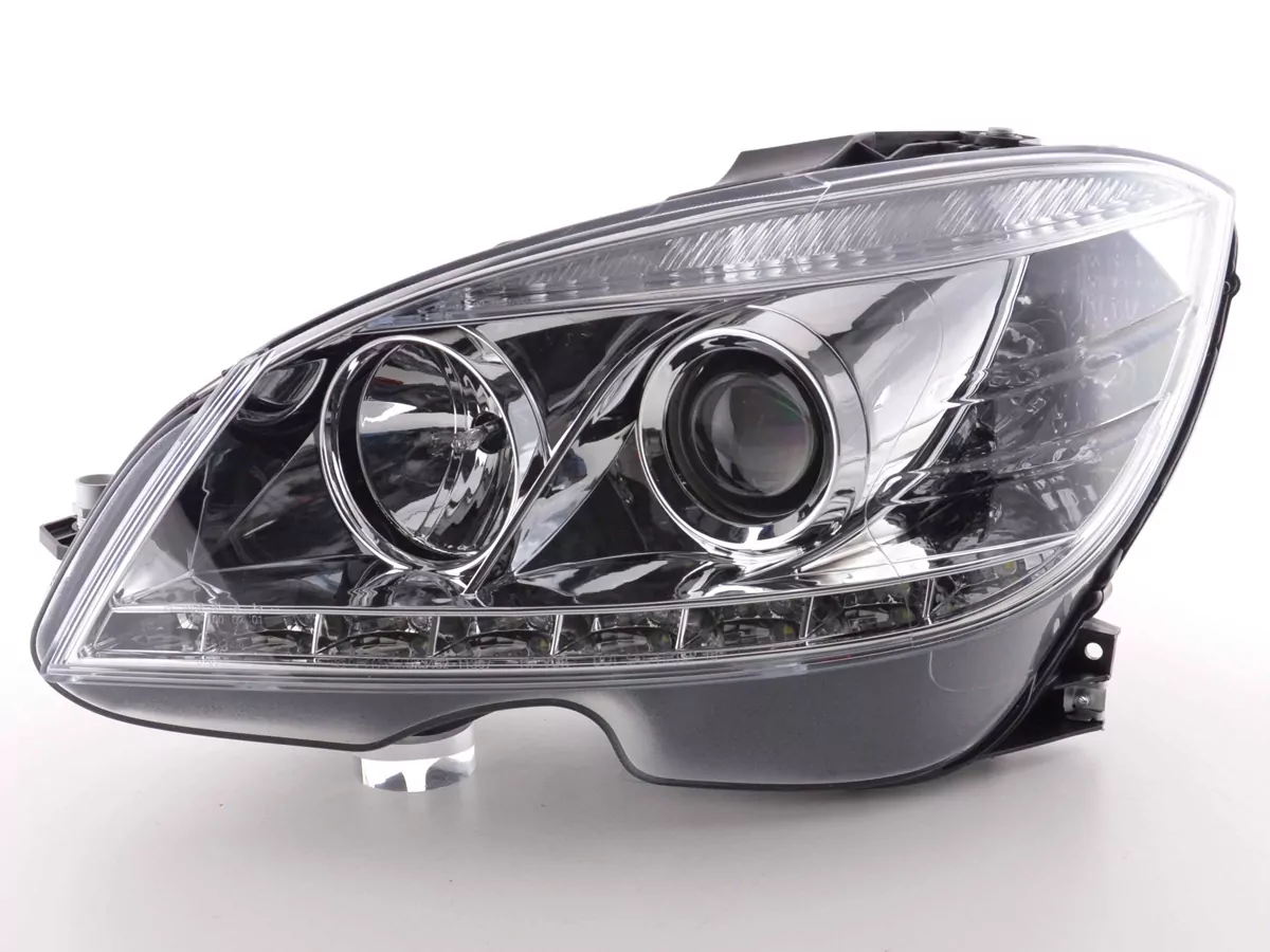 Scheinwerfer Set Daylight LED TFL-Optik Mercedes C-Klasse Typ W204 Bj. 07-10 chrom