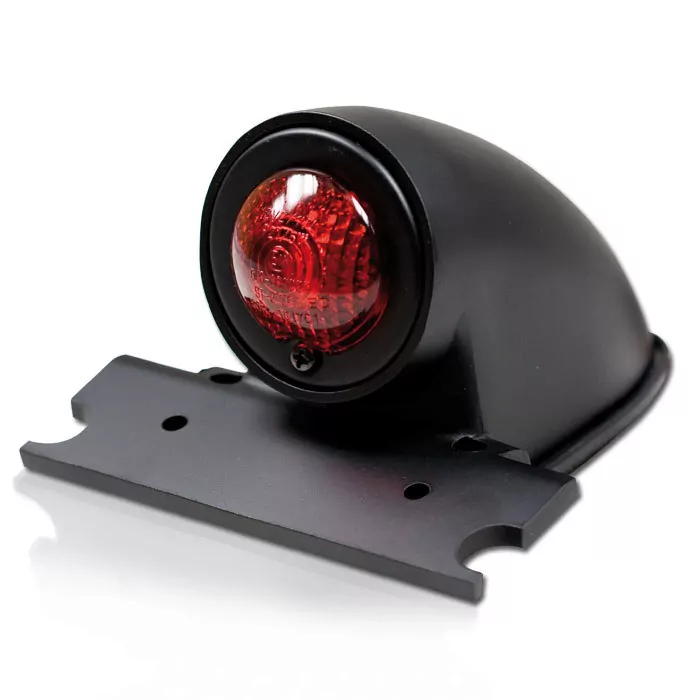 Rücklicht "sparto", Matt Schwarz, Rotes Glas, Mit Halter, Glas Ø=40mm, 12v21/5w, E-geprüft