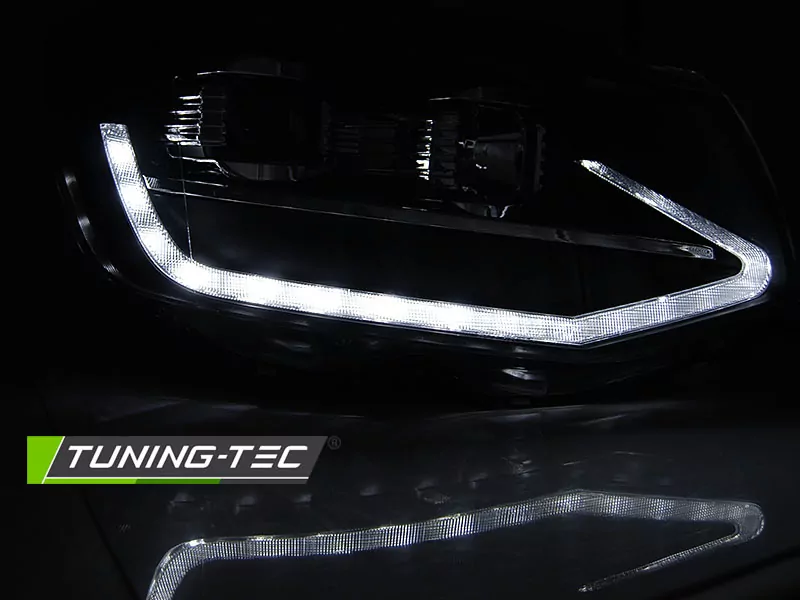 Headlights Tube Light Black Drl Seq Fits Vw T6 15-19