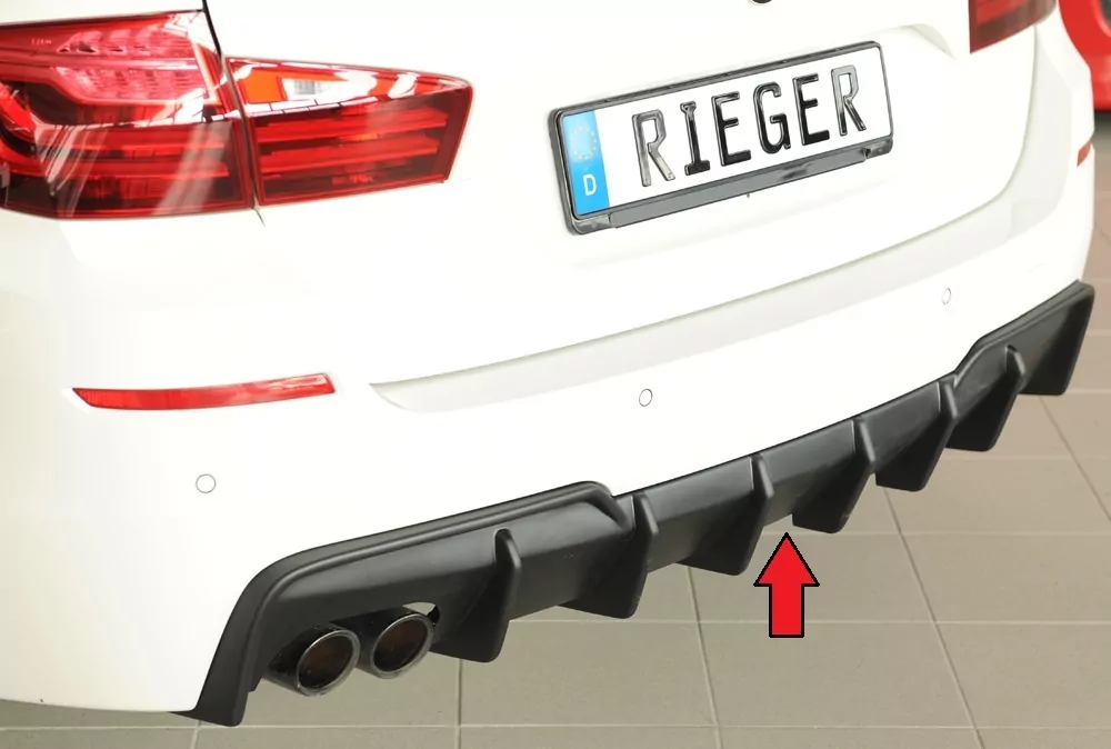 Rieger Heckeinsatz (für Fzg. mit AHK) matt schwarz für BMW 5er F10  (5L) Lim. 07.13- (ab Facelift) LCI
