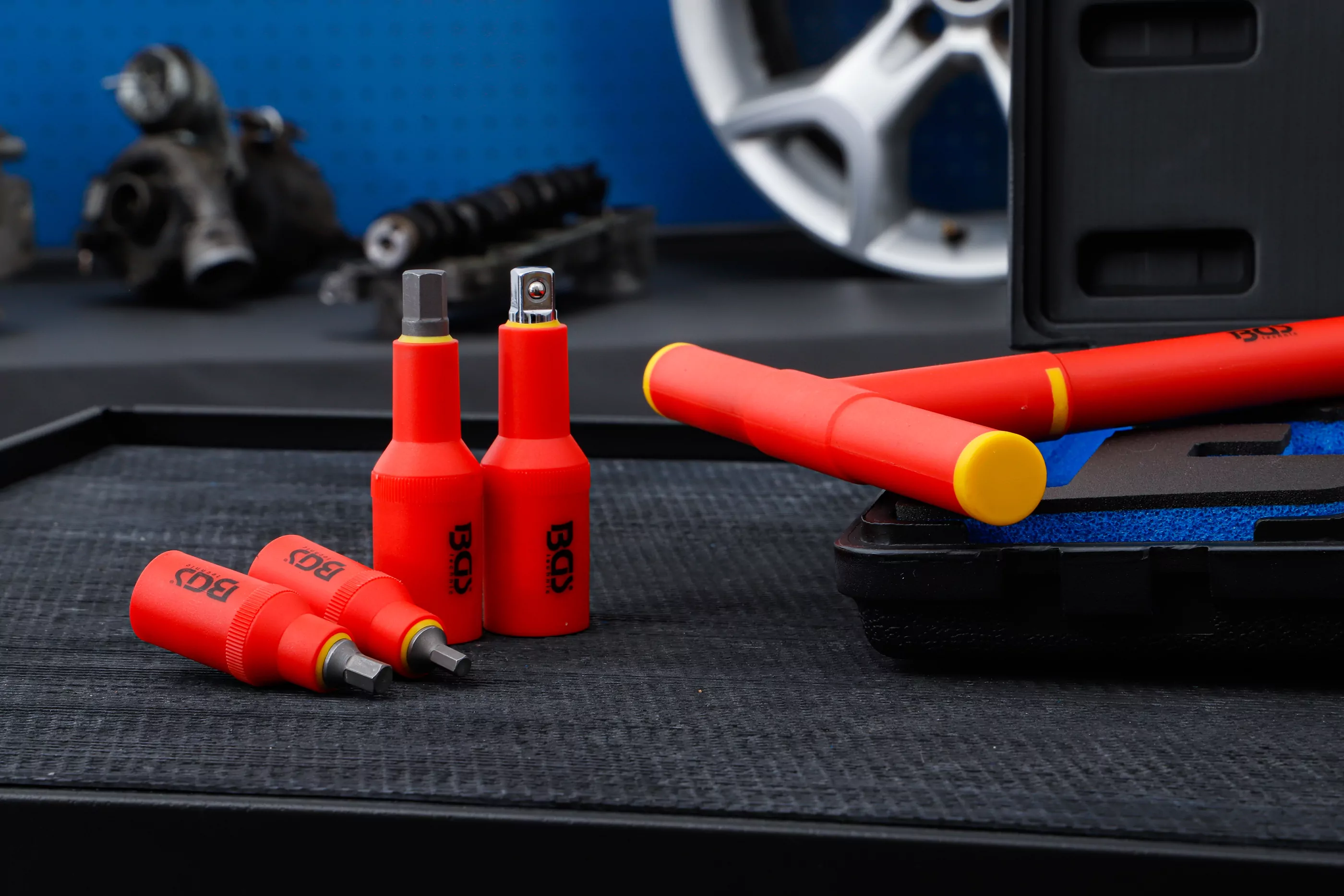 VDE-Bit-Einsatz-Satz | Antrieb Innenvierkant 10 mm (3/8") / 12,5 mm (1/2") | Innensechskant 4 - 10 mm | 10-tlg.