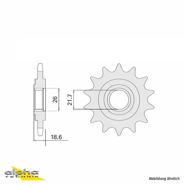 Ritzel gummiert 15 Zähne Teilung 520