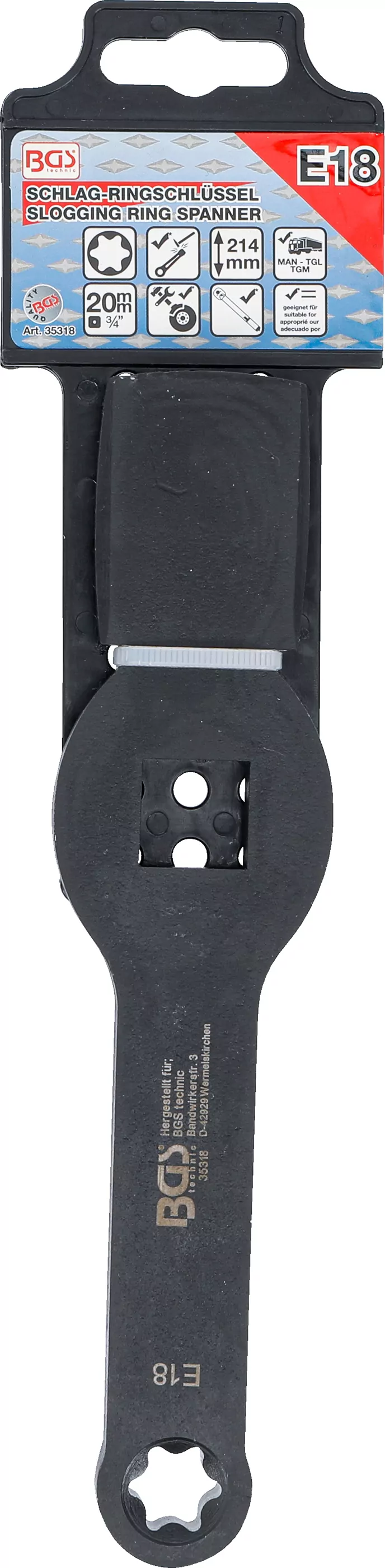 Schlag-Ringschlüssel | E-Profil (für Torx) | mit 2 Schlagflächen | SW E18