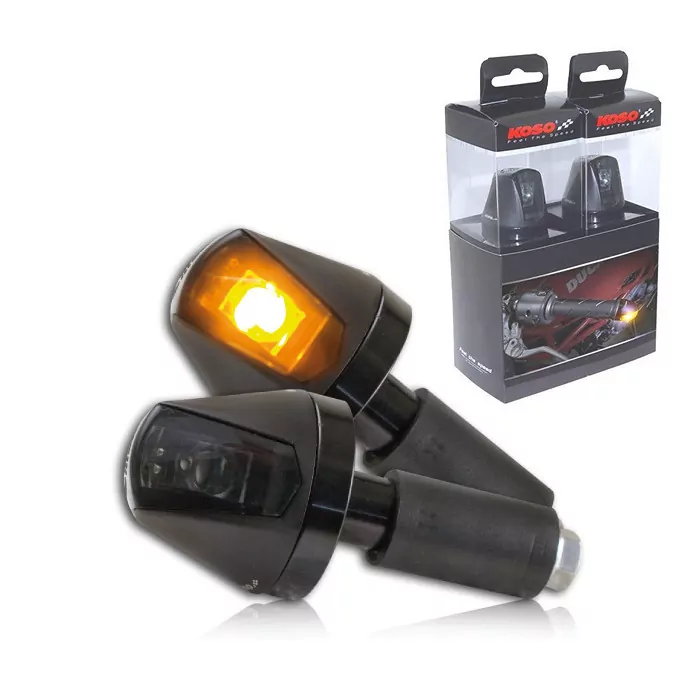 Alu-lenkerendenblinker "knight", Hi-power Led, Paar, Schwarz, Getönt, Maße: Ø 36 X T 36 Mm, E-gep