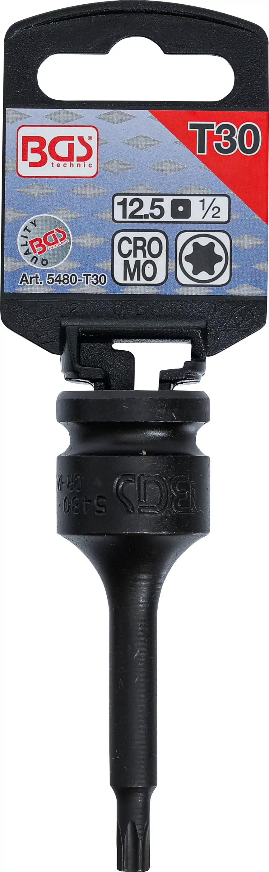 Kraft-Bit-Einsatz | Länge 75 mm | Antrieb Innenvierkant 12,5 mm (1/2") | T-Profil (für Torx) T30