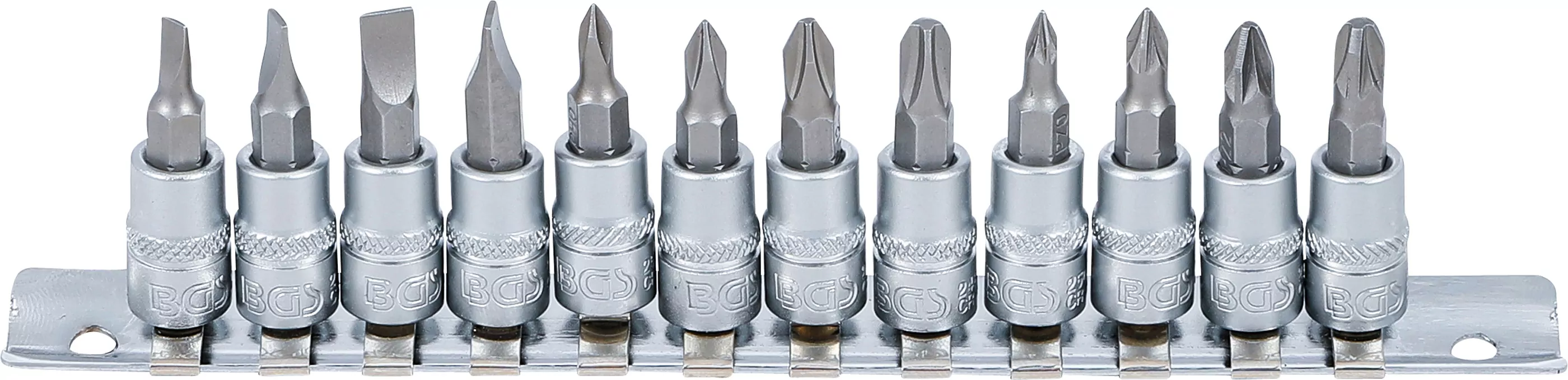 Bit-Einsatz-Satz | Antrieb Innenvierkant 6,3 mm (1/4") | Schlitz, Kreuzschlitz PH, Kreuzschlitz PZ | 12-tlg.