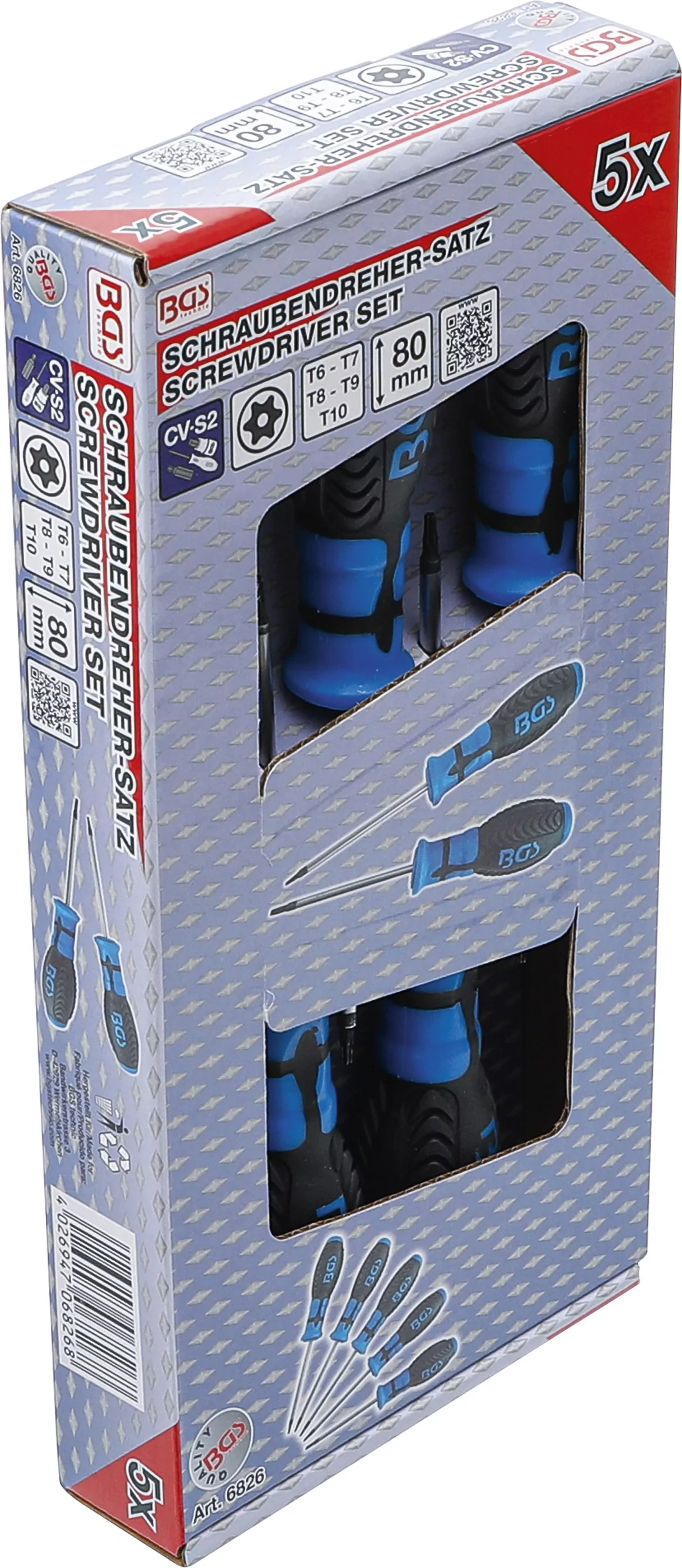 Schraubendreher-Satz | T-Profil (für Torx) mit Bohrung | T6 - T10 | 5-tlg.