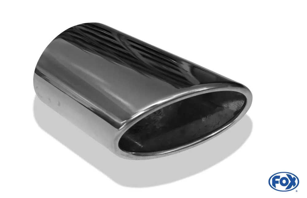 Anschweißendrohr Typ 38 - Rechts  115x85 mm / Länge: 200 mm - oval  - seitlich nach Rechts, sowie nach unten abgeschrägt / eingerollt / ohne Absorber