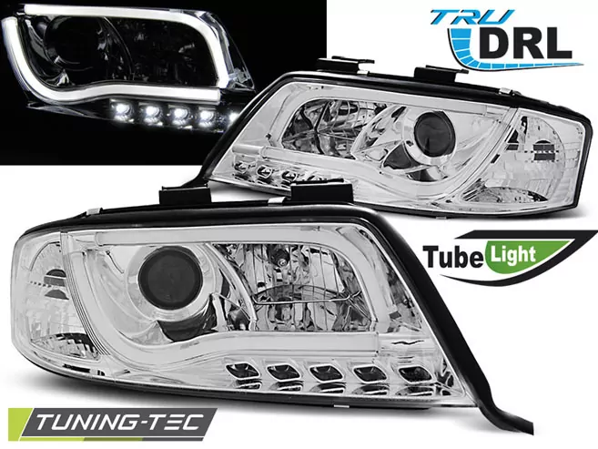 HEADLIGHTS TUBE LIGHT DRL CHROME fits AUDI A6 05.97-05.01
