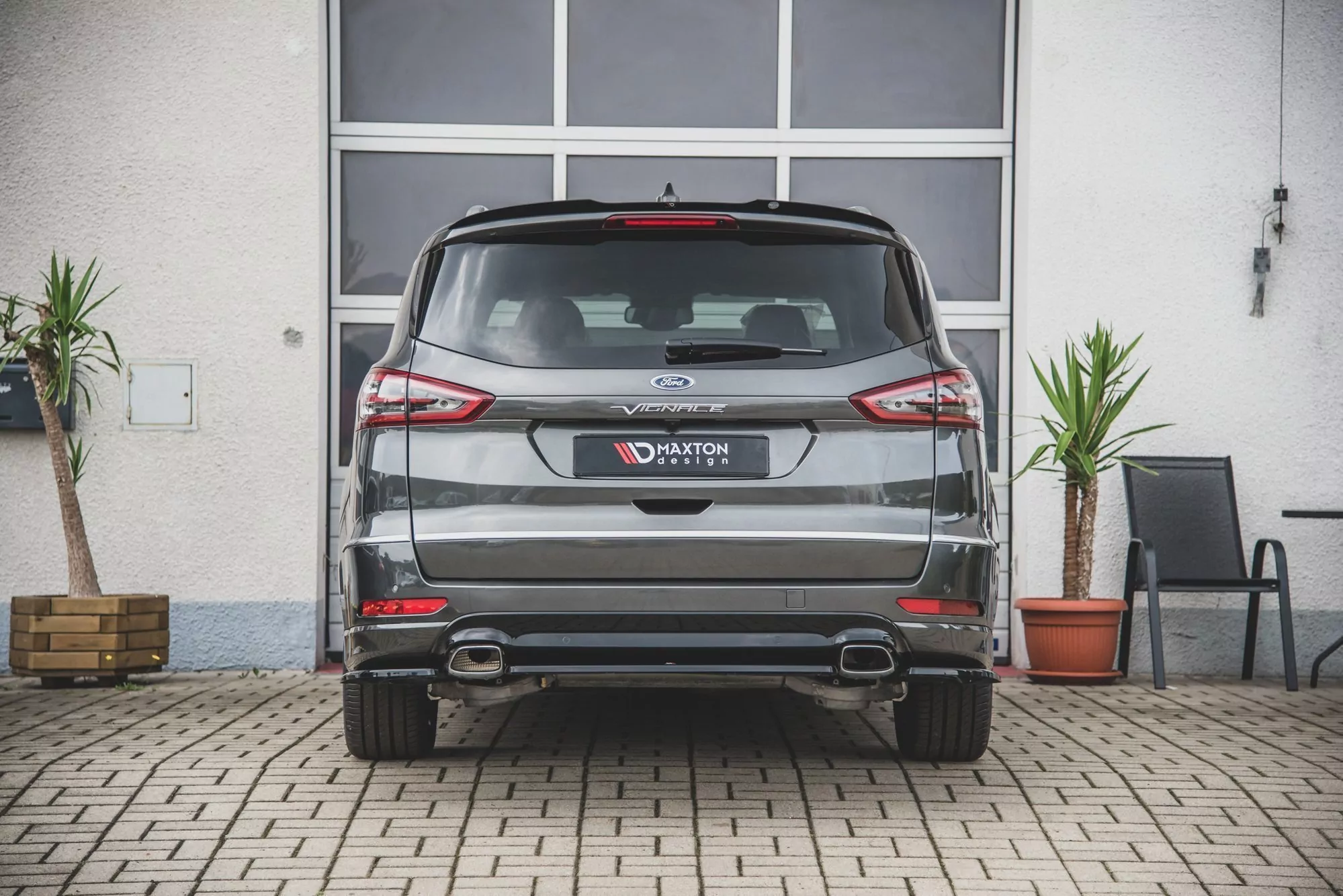Mittlerer Diffusor Heck Ansatz Passend Für Ford S-Max Vignale Mk2 Facelift Schwarz Hochglanz