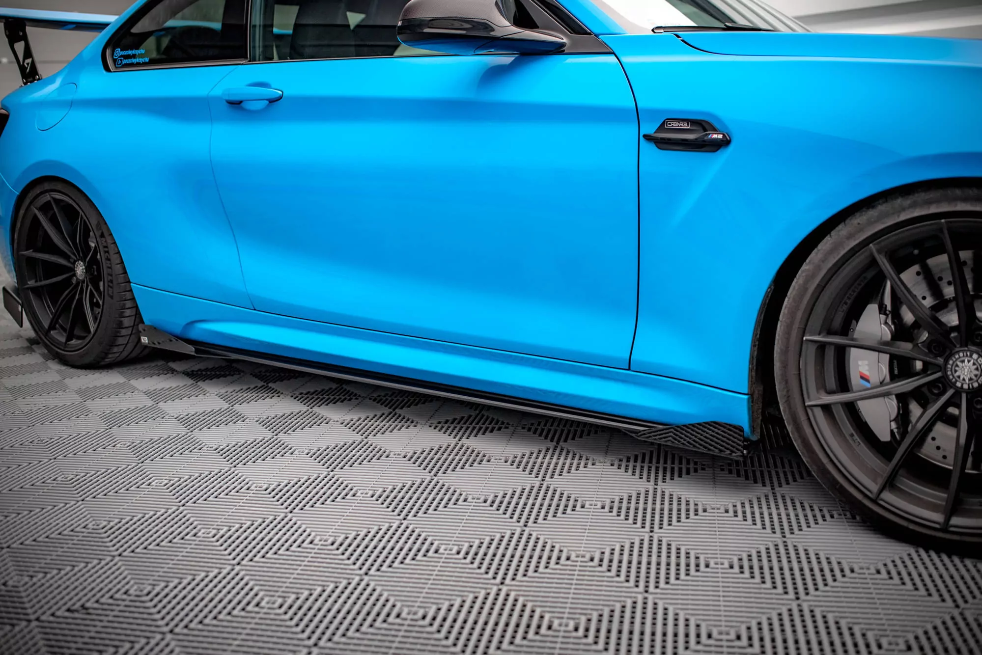 Street Pro Seitenschweller Ansatz Für + Flaps BMW M2 F87 Schwarz Hochglanz