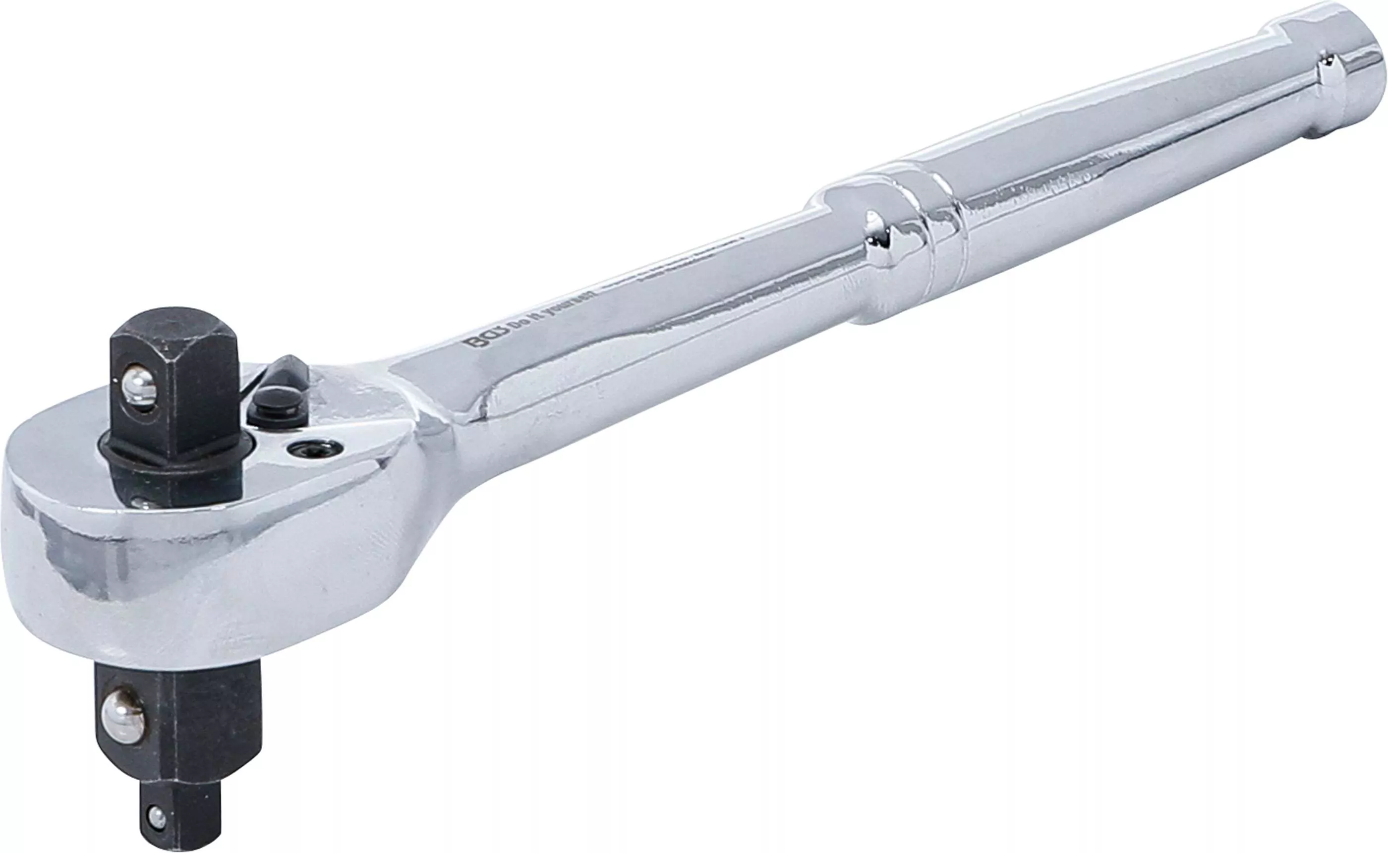 Umschaltknarre | Vollstahl | feinverzahnt | 3-in-1 | Abtrieb Außenvierkant 6,3 mm (1/4") / 10 mm (3/8") / 12,5 mm (1/2")