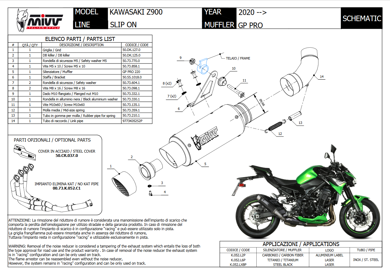 MIVV GP Pro Carbon Kawasaki Z 900 20-22