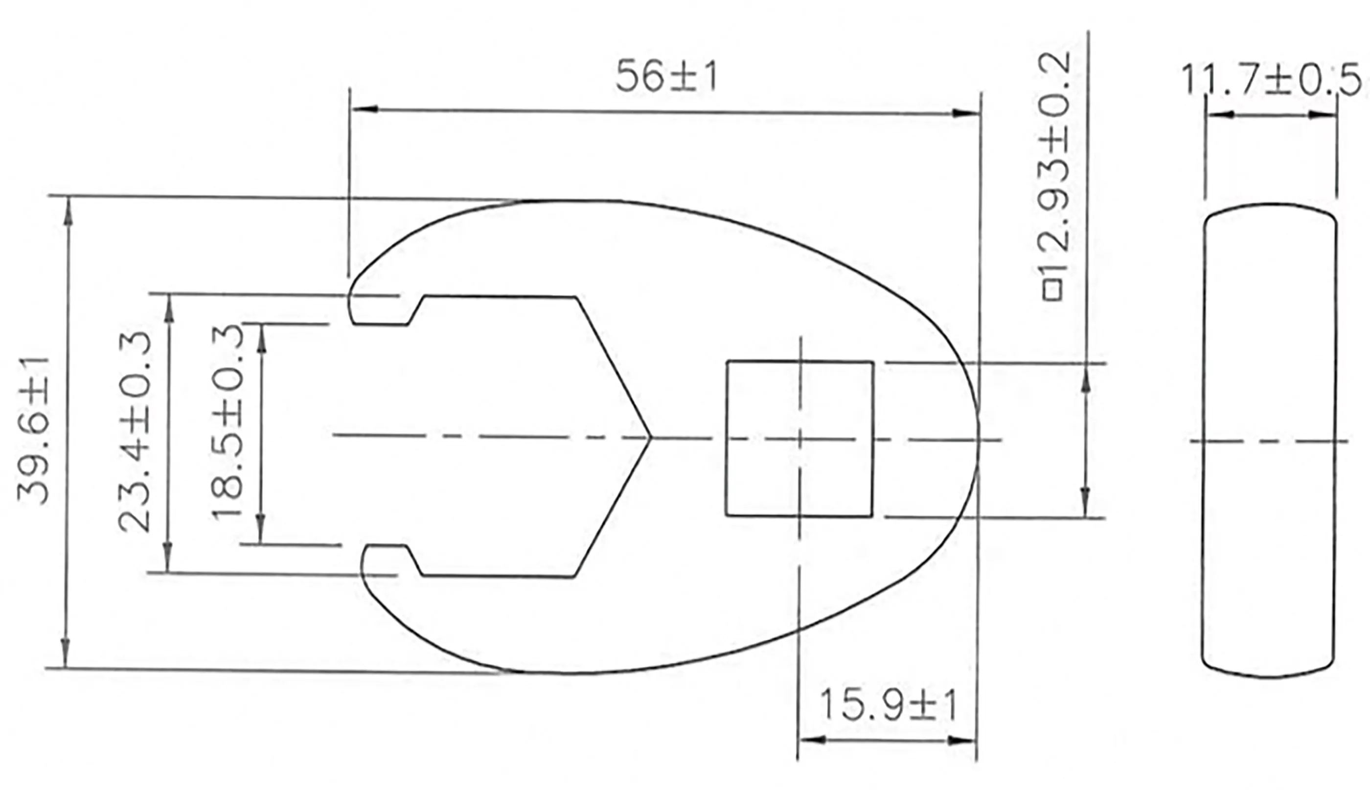 Hahnenfußschlüssel | Antrieb Innenvierkant 12,5 mm (1/2") | SW 23 mm
