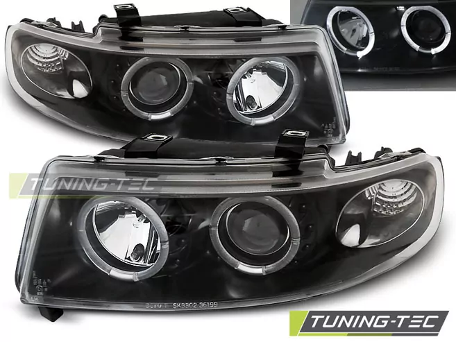 HEADLIGHTS ANGEL EYES BLACK fits SEAT LEON / TOLEDO 04.99-08.04  