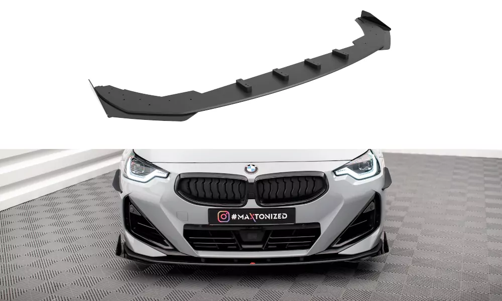 Street Pro Front Ansatz Für +Flaps Für + Flaps BMW 2 Coupe M-Paket / M240i G42 Schwarz Hochglanz