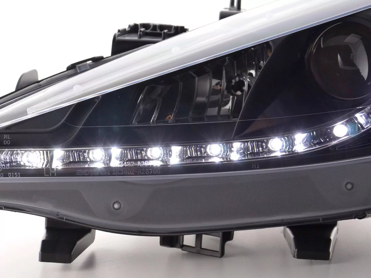 Scheinwerfer Set Daylight LED TFL-Optik Peugeot 207 Bj. 06- schwarz