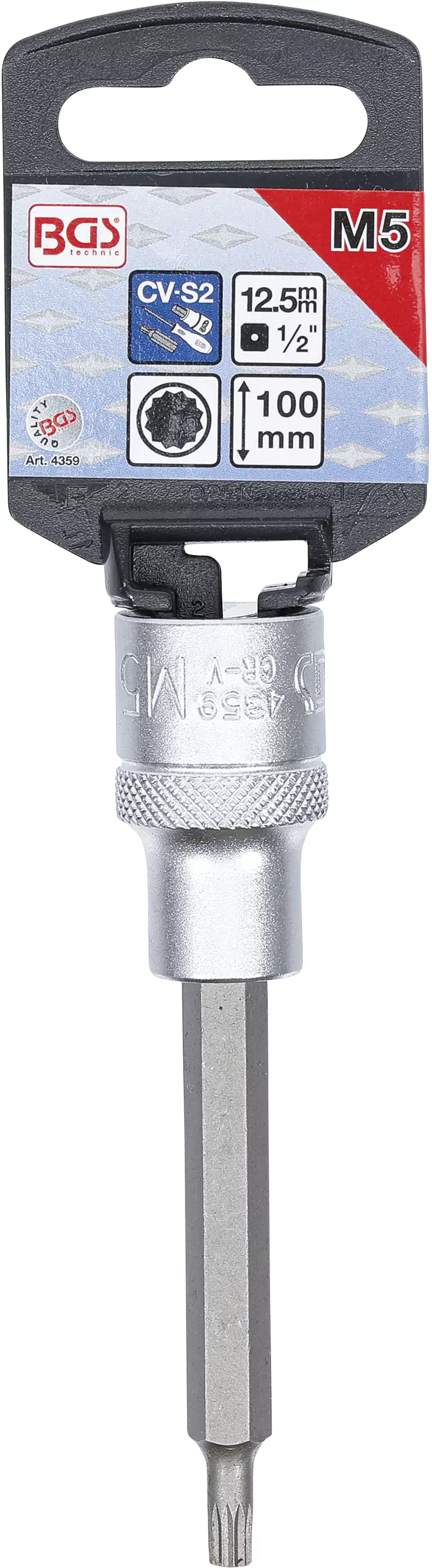 Bit-Einsatz | Länge 100 mm | Antrieb Innenvierkant 12,5 mm (1/2") | Innenvielzahn (für XZN) M5